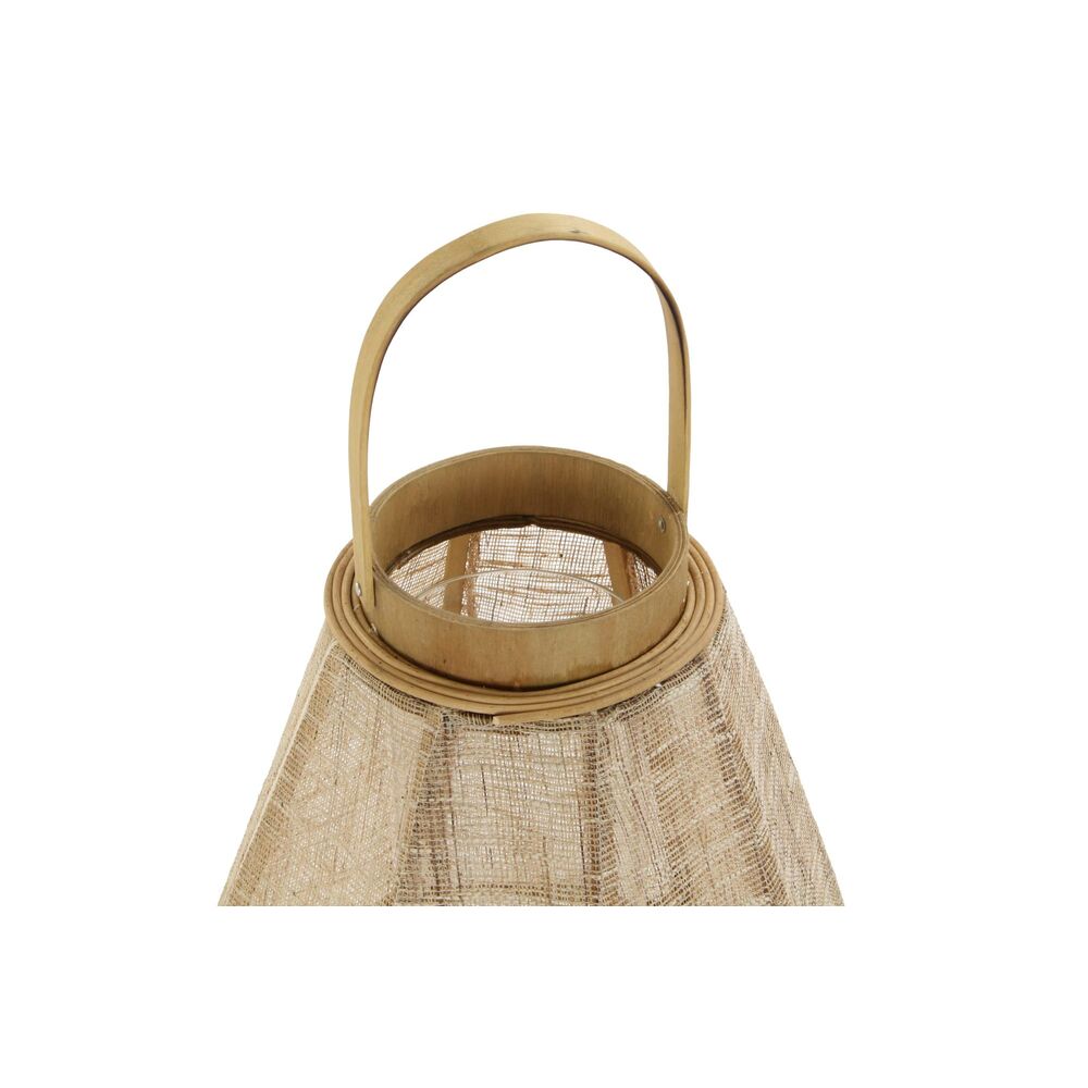 Lanterna DKD Home Decor Cristallo Marrone Lino Bambù (37 x 37 x 62 cm)