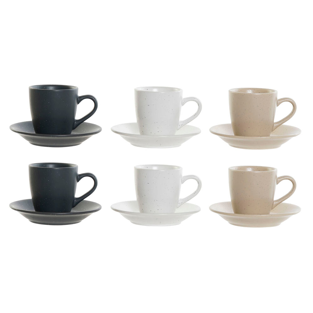 Set di Tazze da Caffè DKD Home Decor Legno d'albero della gomma Gres (6 pezzi) (90 ml)