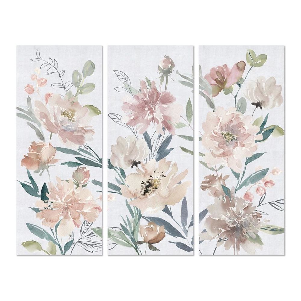 Quadro DKD Home Decor Fiori (3 pezzi) (55 x 3 x 135 cm)