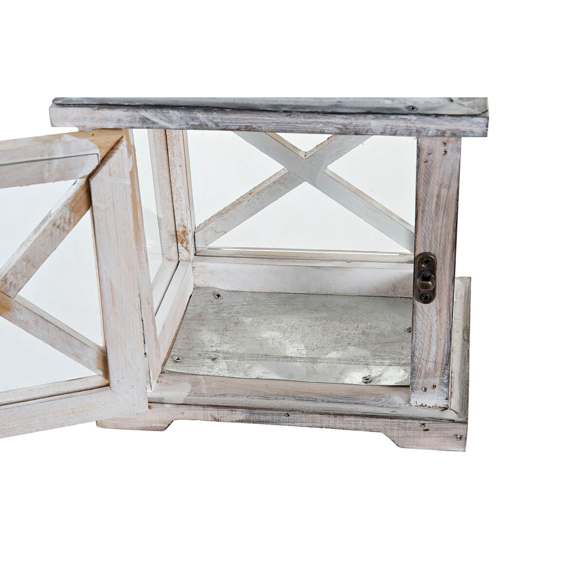 Lanterna DKD Home Decor Ancora Cristallo Grigio Legno Marrone (19 x 14 x 34 cm)