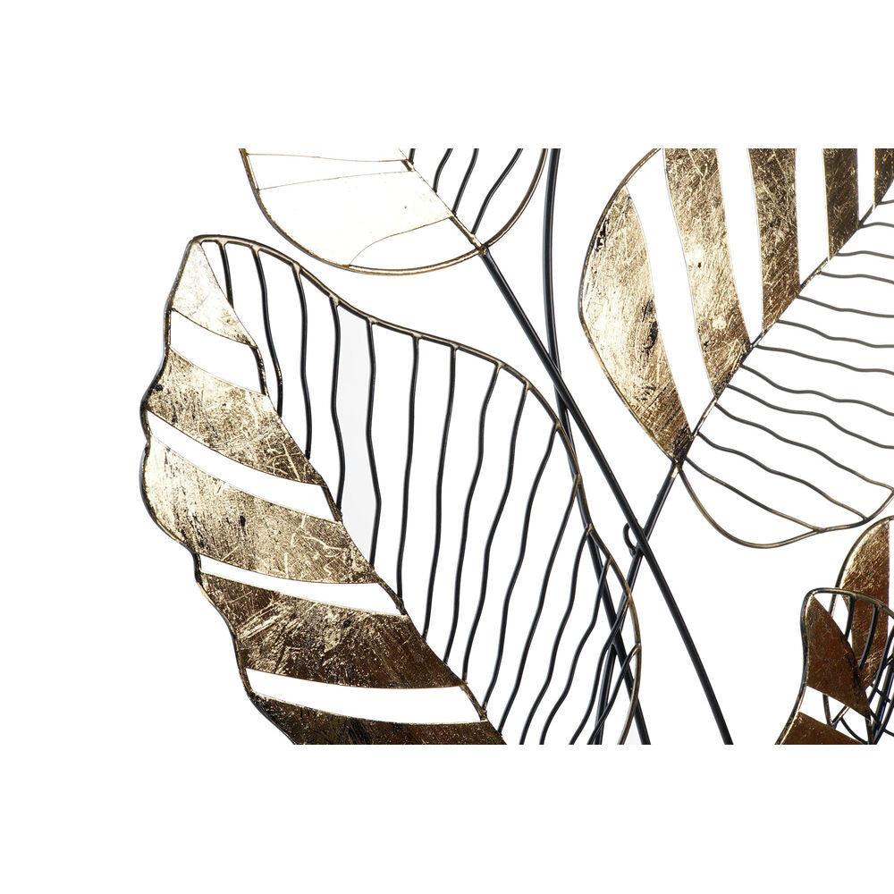 Decorazione da Parete DKD Home Decor Nero Dorato Metallo Foglia della pianta (77 x 2,5 x 103 cm)