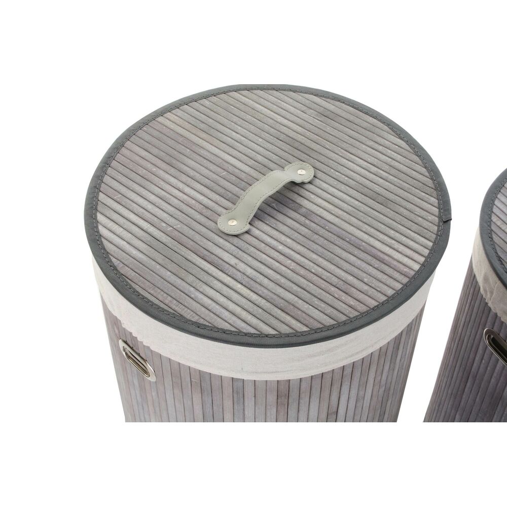 Set di Cesti DKD Home Decor Grigio Poliestere Bambù (38 x 38 x 60 cm) (3 Pezzi)