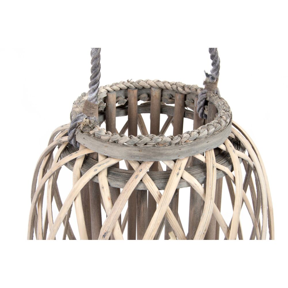 Portacandele DKD Home Decor Marrone 32 cm Vetro vimini
