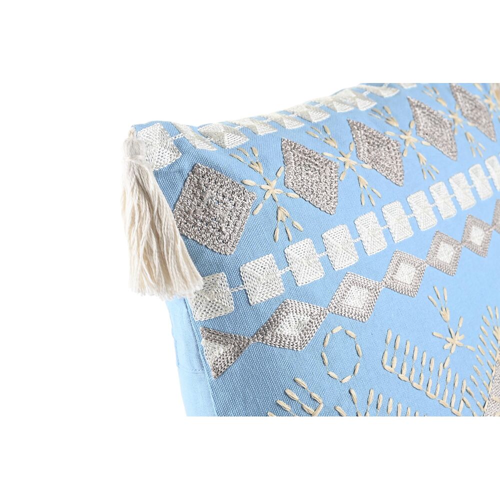 Cuscino DKD Home Decor Azzurro Poliestere Cotone Bianco (40 x 15 x 40 cm)
