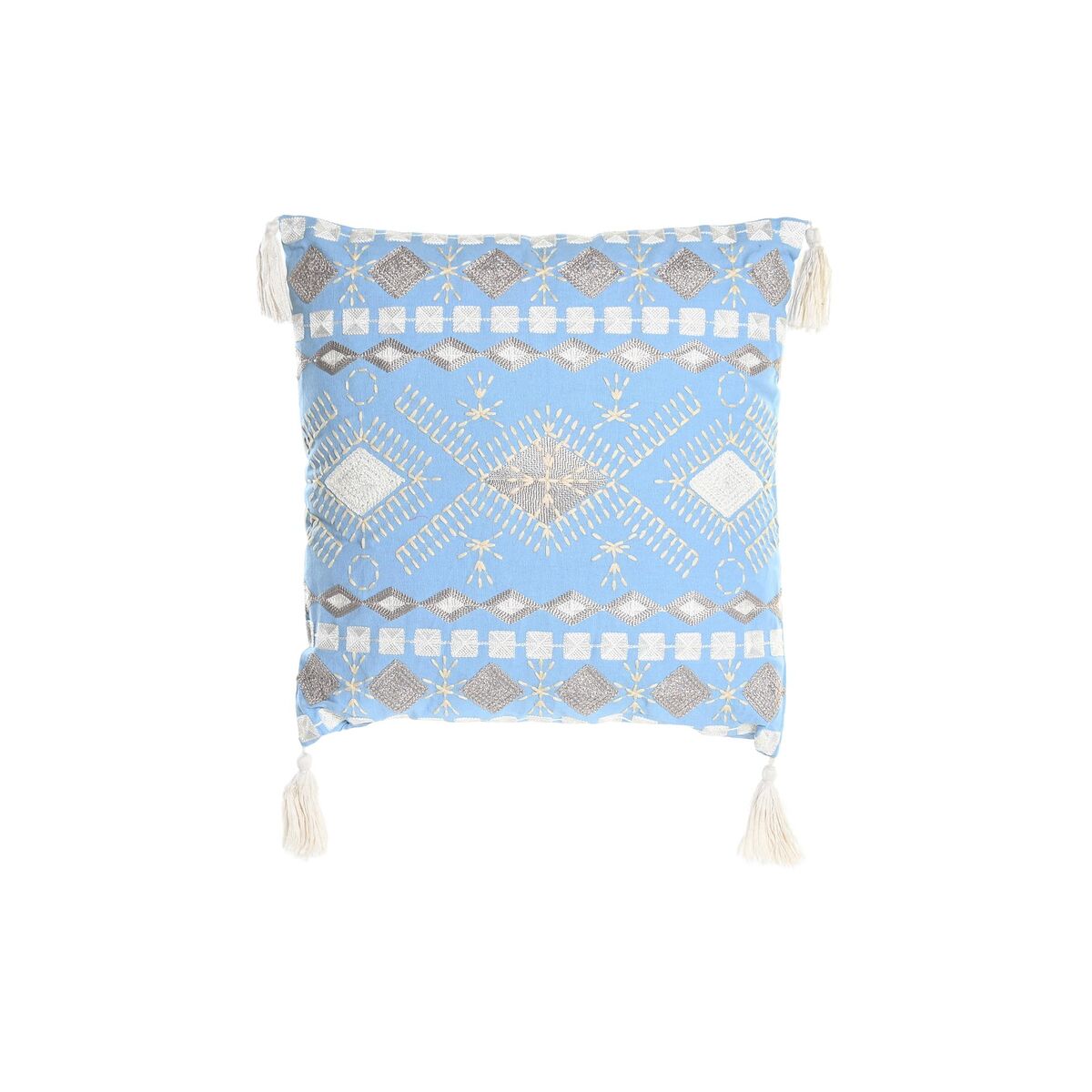 Cuscino DKD Home Decor Azzurro Poliestere Cotone Bianco (40 x 15 x 40 cm)