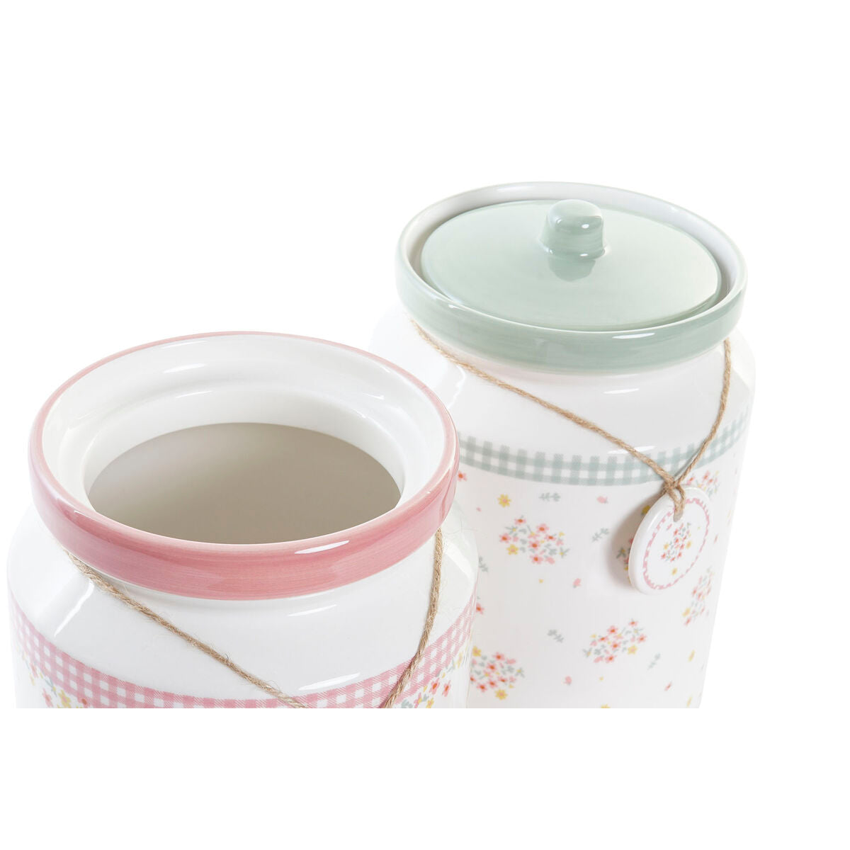 Barattolo DKD Home Decor Rosa Verde Dolomite Vichy (2,3 L) (2 Unità)