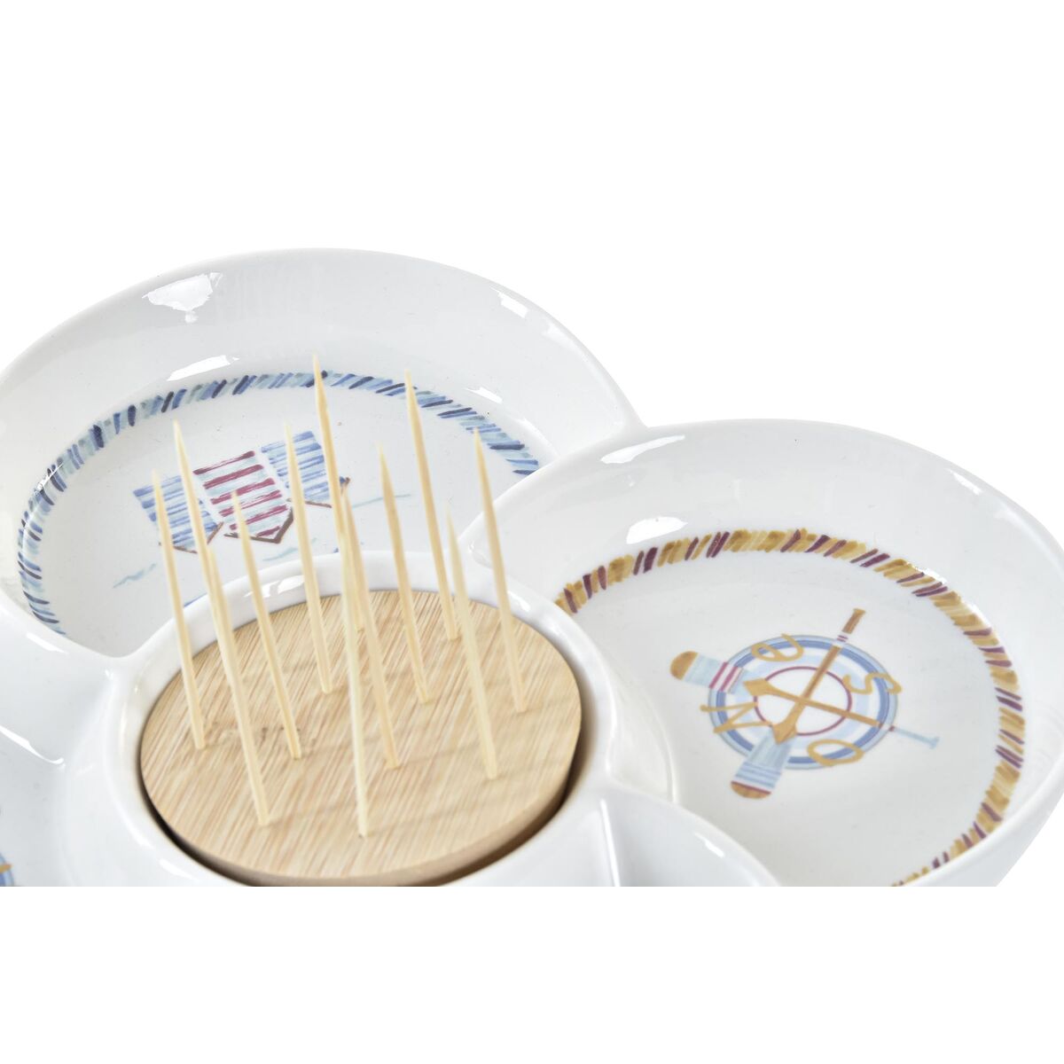 Vassoio per aperitivi DKD Home Decor Naturale Azzurro Bambù Gres (25 x 25 x 10 cm)