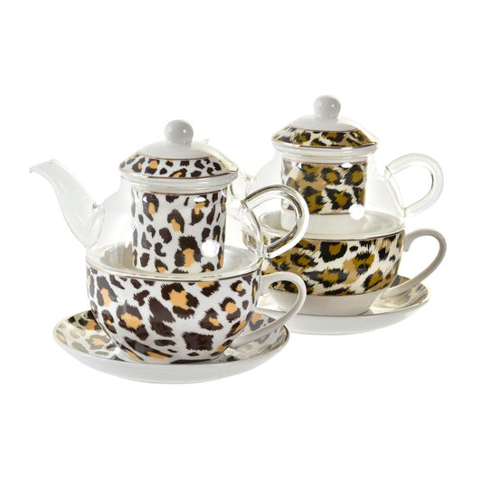 Teiera DKD Home Decor Leopardo Cristallo Porcellana (250 ml) (2 Unità)