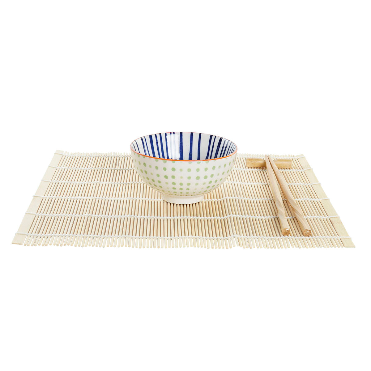 Set per Sushi DKD Home Decor Azzurro Bianco Bambù Gres (14,5 x 14,5 x 31 cm)