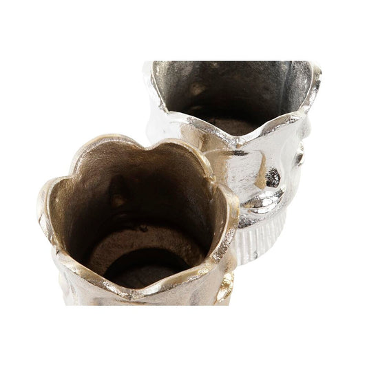 Vaso DKD Home Decor Dorato Viso Argentato Alluminio Moderno (2 Unità) (12 x 12 x 17 cm)