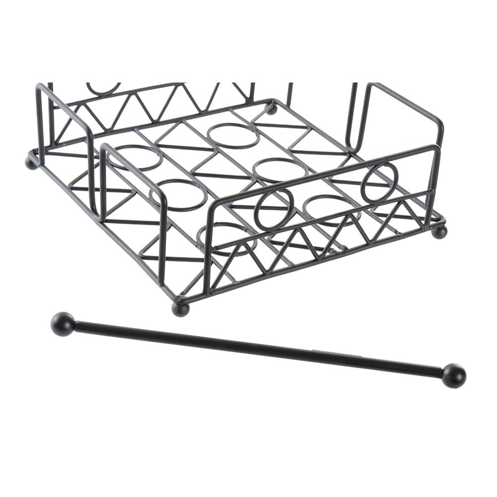 Portatovagliolo DKD Home Decor Geometrico Nero Metallo (18 x 18 x 7 cm)