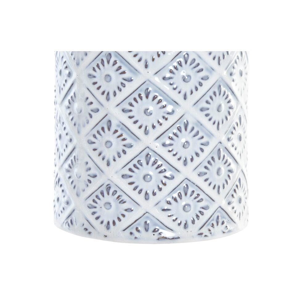 Vaso DKD Home Decor Porcellana Azzurro Bianco Mediterraneo (14 x 14 x 45 cm)