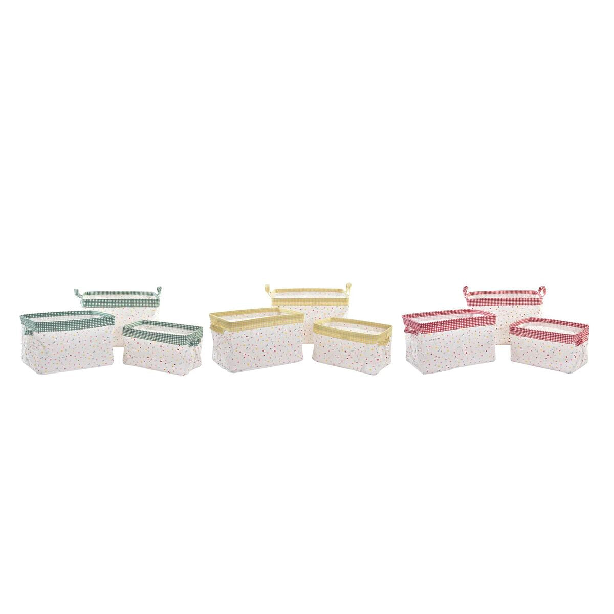 Set di Cestini DKD Home Decor Poliestere Cotone Alluminio (35 x 21 x 20 cm) (3 Unità)