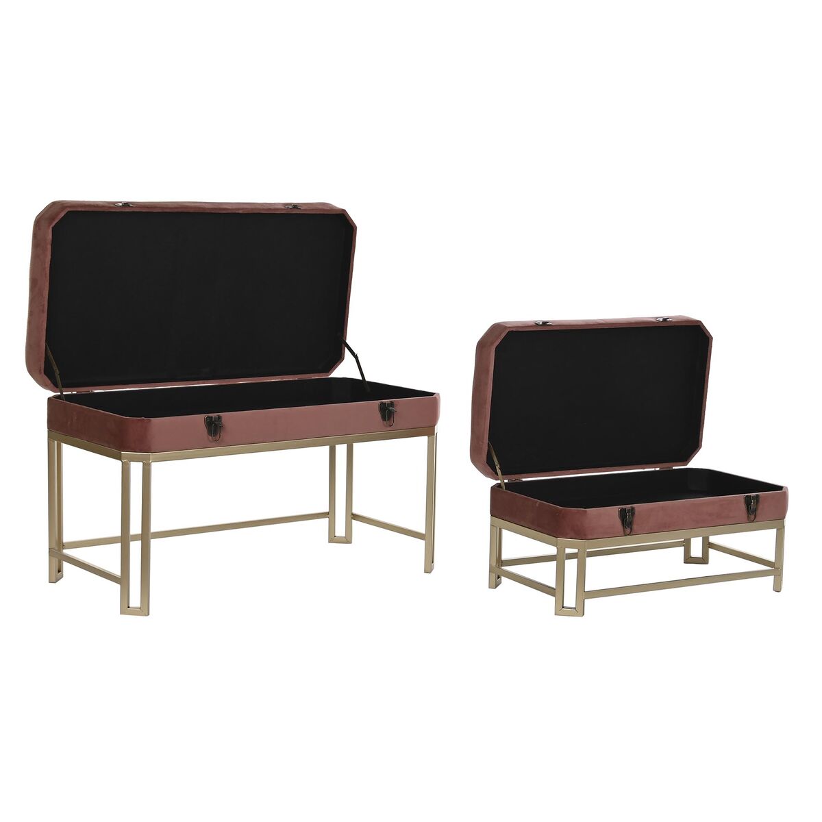 Panca DKD Home Decor Rosa Dorato (80 x 40 x 47 cm) (2 pezzi)