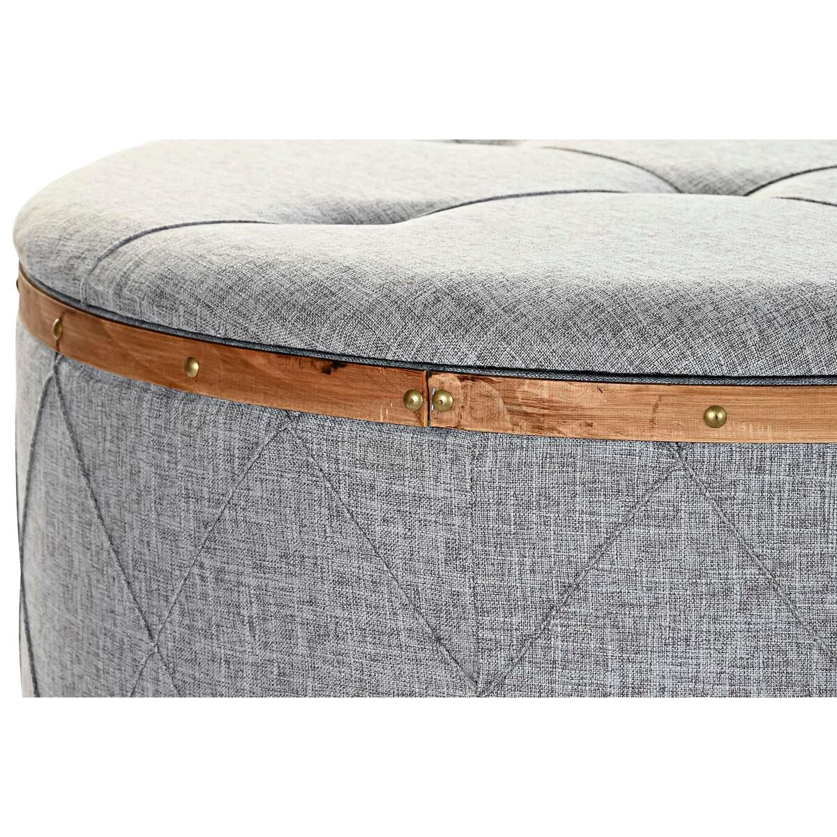 Panca DKD Home Decor Naturale Legno Poliestere Grigio chiaro (80 x 80 x 43 cm)