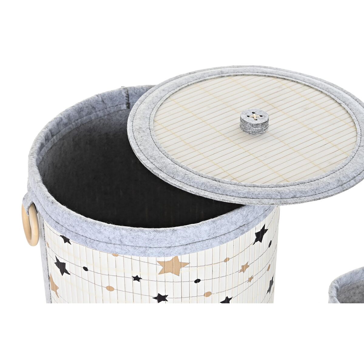 Set di Cestini DKD Home Decor Stelle Alluminio Bambù Feltro (36 x 36 x 50 cm) (4 pcs)