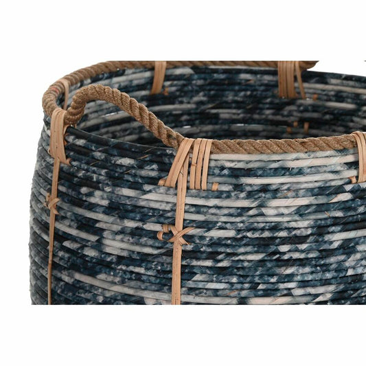 Set di Cestini DKD Home Decor Nero Bianco Rattan Boho (56 x 56 x 60 cm)
