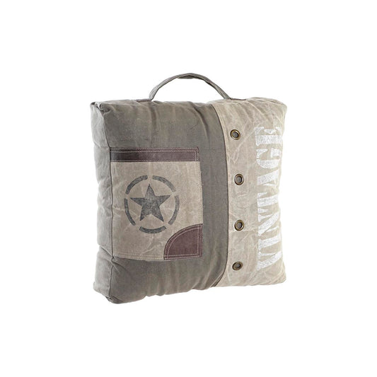 Cuscino DKD Home Decor Da terreno Beige Marrone Poliestere Cotone Pelle Stella Vintage (50 x 14 x 50 cm)