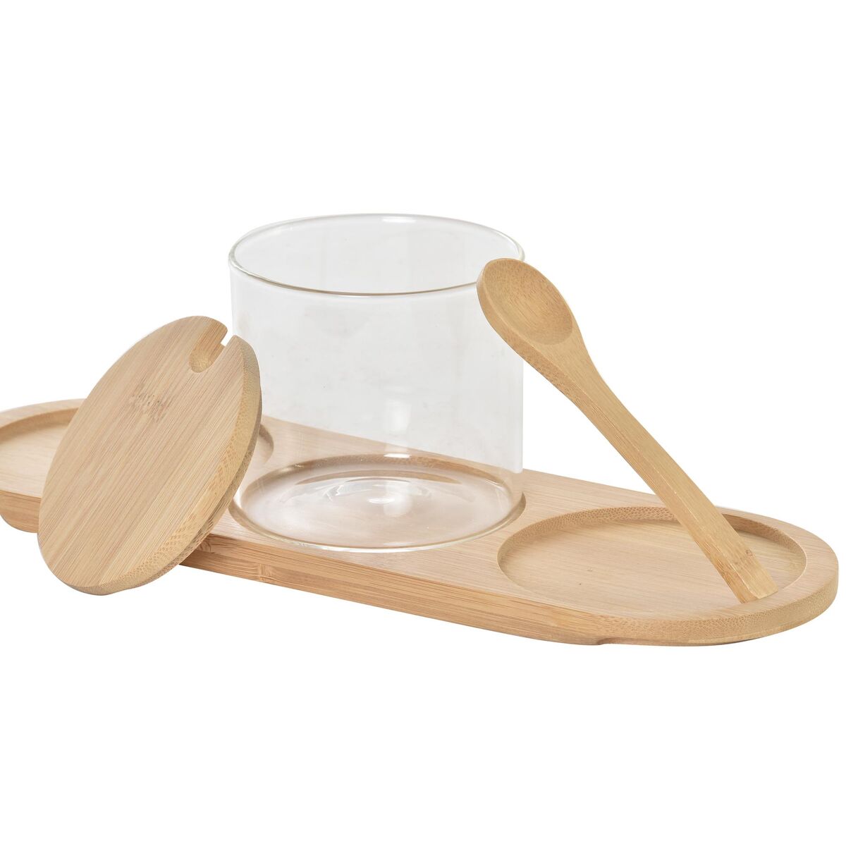 Portazucchero DKD Home Decor Di base Bambù Vetro Borosilicato (29 x 10 x 10 cm) (3 Unità)