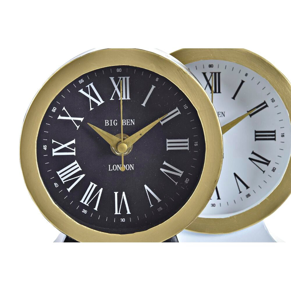 Orologio da Tavolo DKD Home Decor Cristallo Nero Bianco Ferro (12 x 6 x 13 cm) (2 Unità)