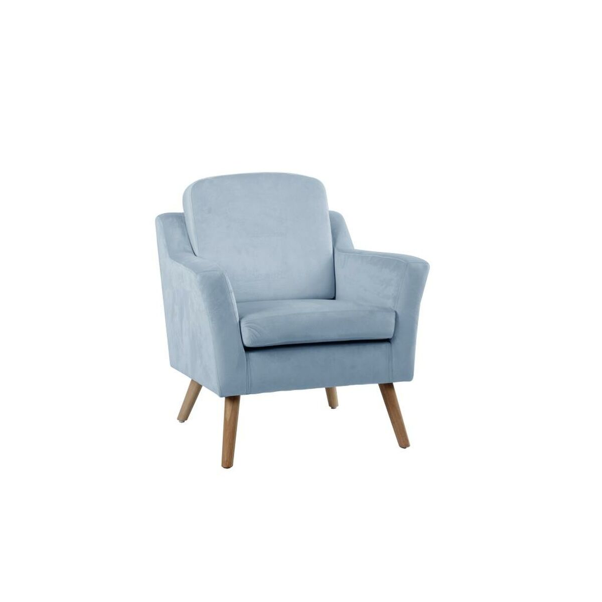 Poltrona DKD Home Decor Naturale Legno Poliestere Blu cielo (74 x 76 x 85 cm)