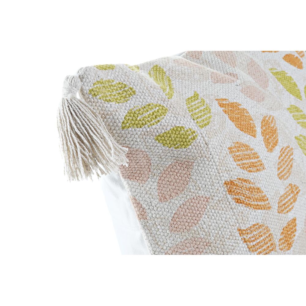 Cuscino DKD Home Decor Beige Poliestere Cotone Multicolore Foglia della pianta (45 x 10 x 45 cm)