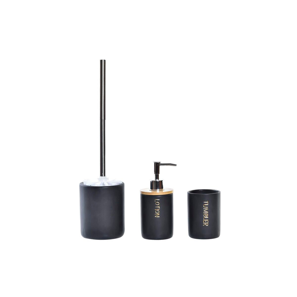 Set da Bagno DKD Home Decor Naturale Nero Bambù Dolomite (10,2 x 10,2 x 37,5 cm) (3 pcs) (12 Unità)