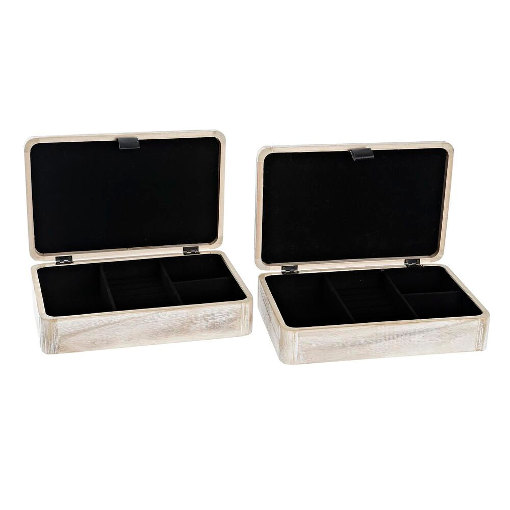 Scatola Decorativa DKD Home Decor Naturale Legno MDF (28 x 18 x 6,5 cm) (2 Unità)
