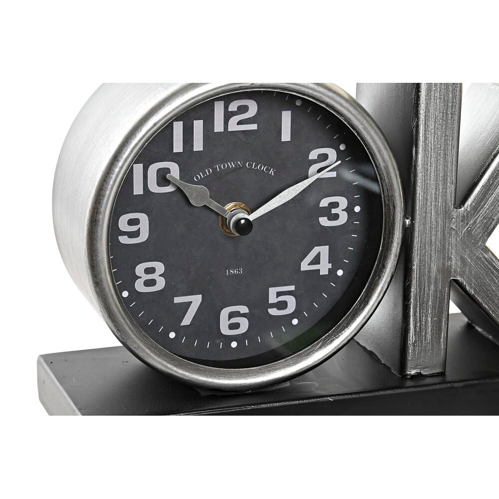Orologio da Tavolo DKD Home Decor Argentato Nero Ferro OK (23 x 8 x 15 cm) (2 Unità)