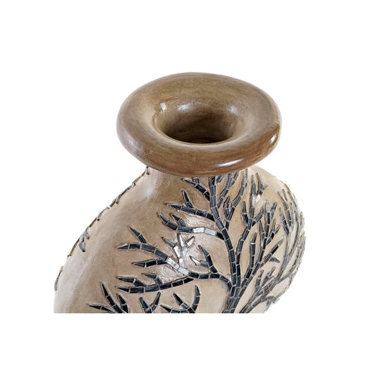 Vaso DKD Home Decor Albero Cristallo Nero Beige Terracotta (30 x 15 x 33,5 cm)