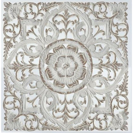 Decorazione da Parete DKD Home Decor Bianco Mandala Legno MDF (60 x 2 x 60 cm)
