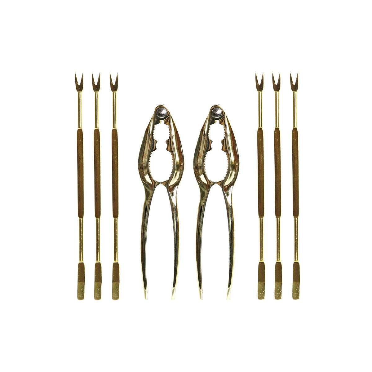 Set per frutti di mare DKD Home Decor Dorato Acciaio inossidabile 8 Pezzi (3 x 3 x 15 cm)