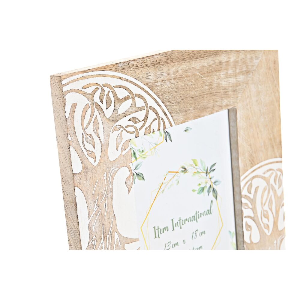 Cornice Portafoto DKD Home Decor Cristallo Marrone Bianco Legno di mango Indiano (23 x 2 x 28 cm)