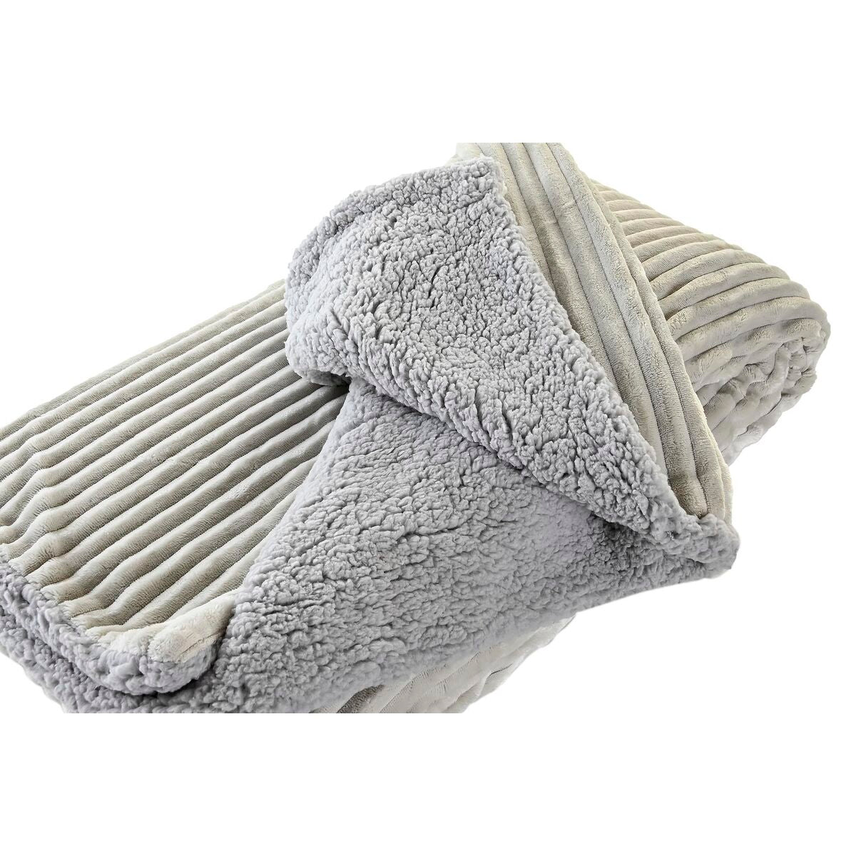 Coperta DKD Home Decor Beige Grigio chiaro (150 x 200 x 2 cm)