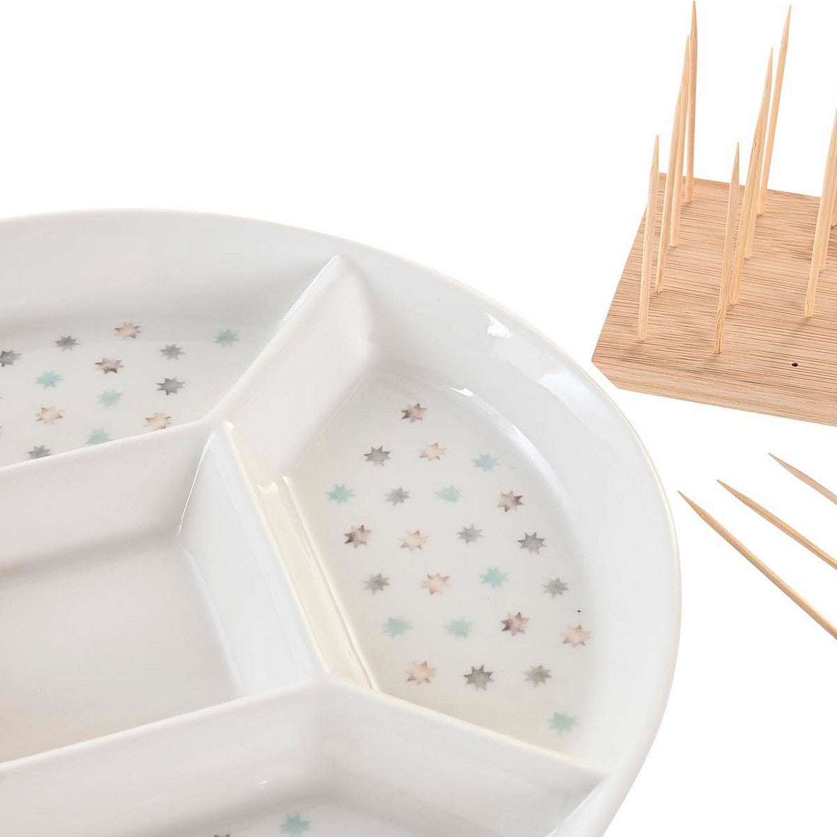 Vassoio per aperitivi DKD Home Decor Multicolore Bambù Gres (23,5 x 23,5 x 3 cm)