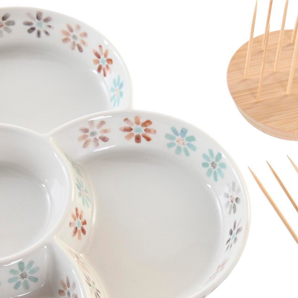 Vassoio per aperitivi DKD Home Decor Multicolore Bambù Gres (22 x 22 x 3 cm)