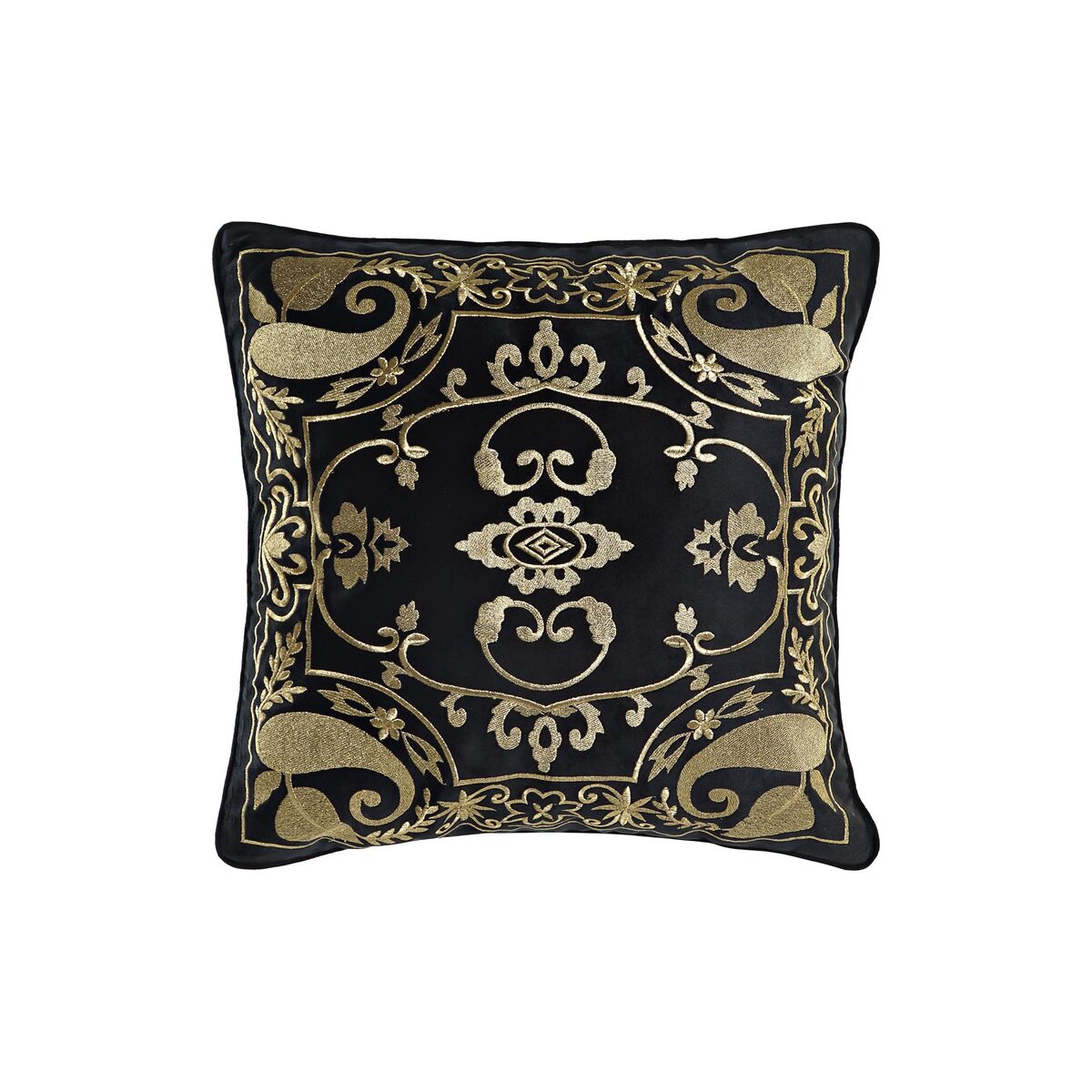 Cuscino DKD Home Decor Nero Dorato Poliestere Arabo (45 x 10 x 45 cm)