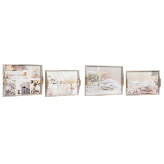 Set di Vassoi DKD Home Decor Beige Legno MDF (2 Pezzi) (40 x 30 x 6 cm) (2 Unità)