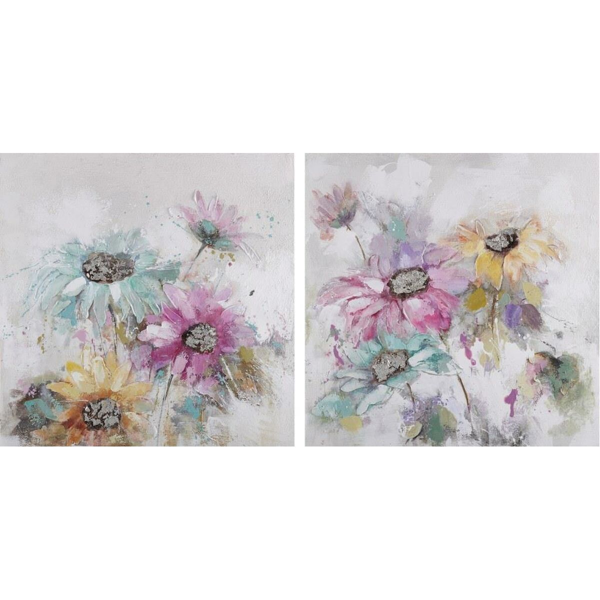 Quadro DKD Home Decor Fiori Shabby Chic (100 x 3,5 x 100 cm) (2 Unità)