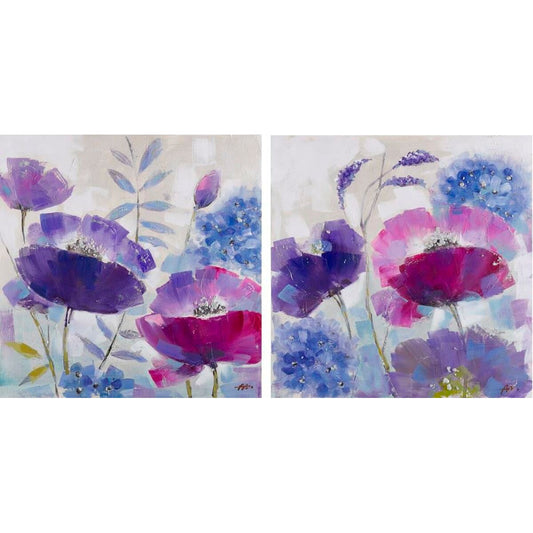 Quadro DKD Home Decor Papavero Shabby Chic (80 x 3,5 x 80 cm) (2 Unità)