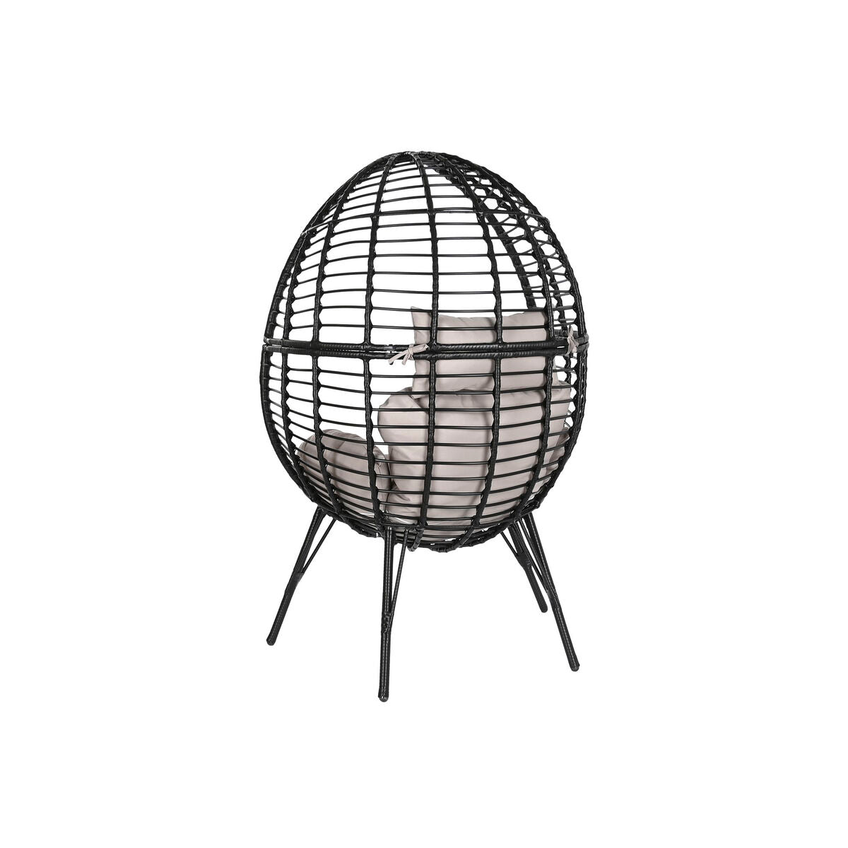 Poltrona da giardino DKD Home Decor 90 x 65 x 151 cm Nero Grigio Metallo rattan sintetico