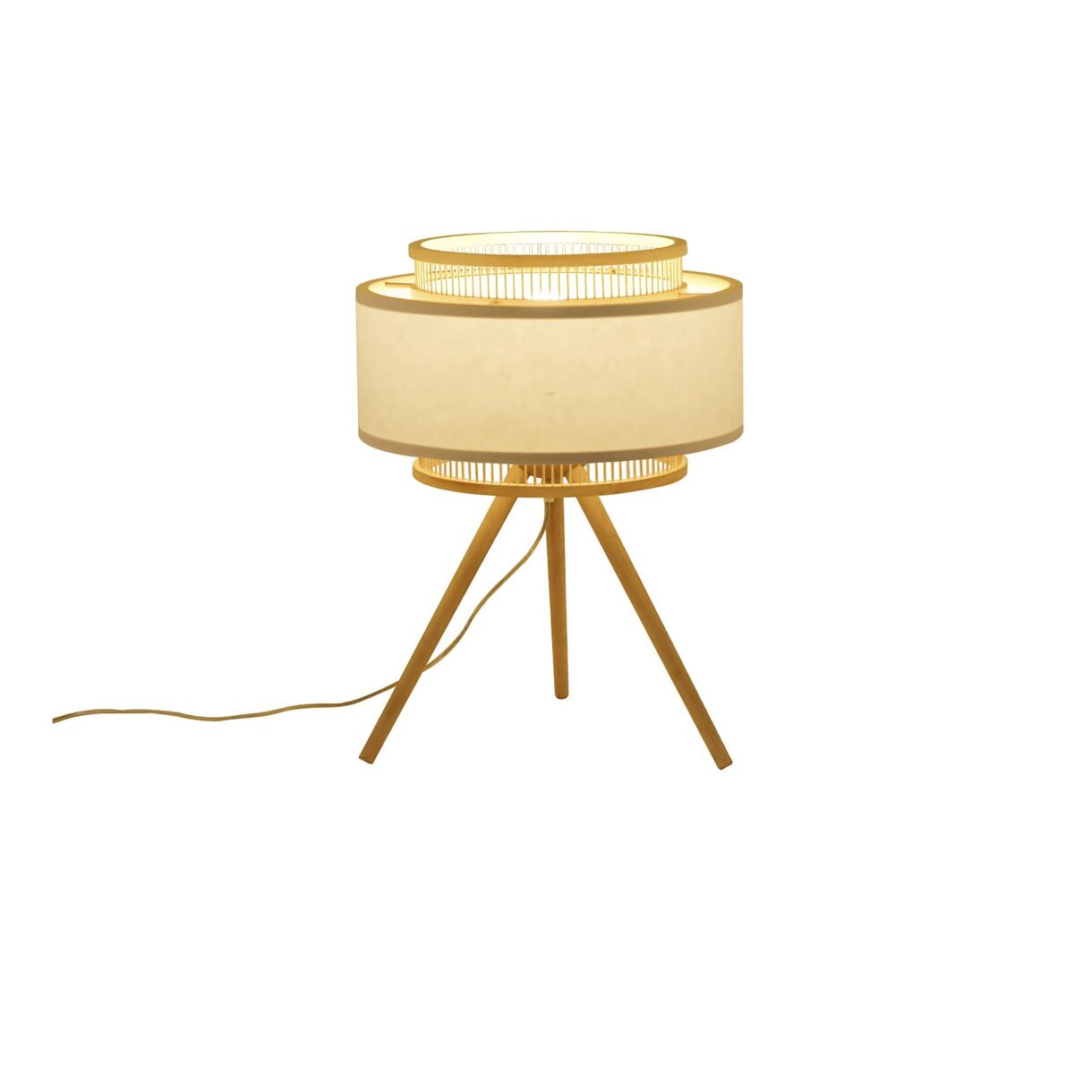 Lampada da tavolo DKD Home Decor Marrone Poliestere Bianco Bambù (36 x 36 x 48 cm)