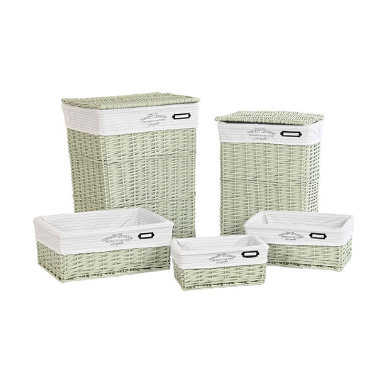 Set di Cestini DKD Home Decor Verde vimini 44 x 34 x 56 cm