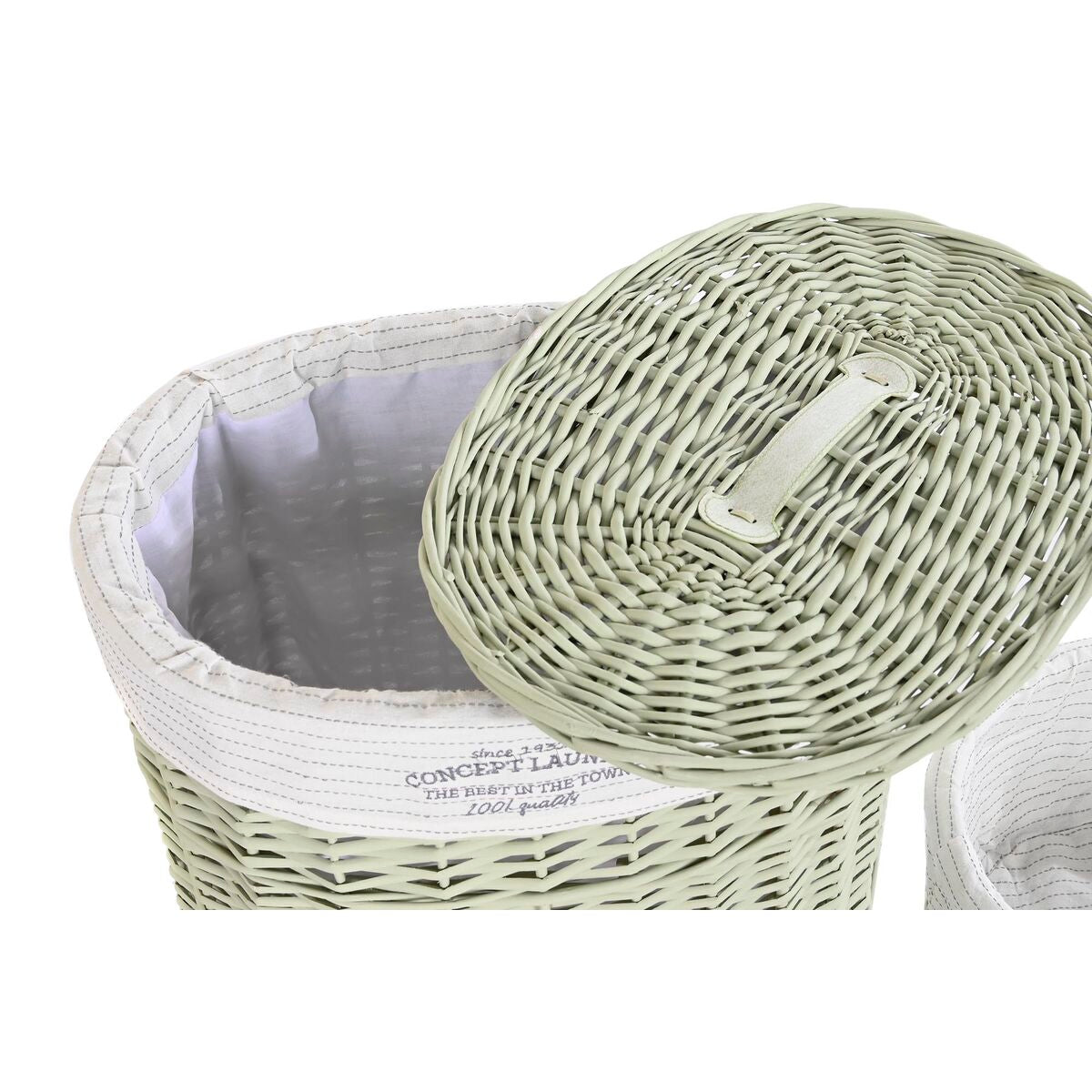 Set di Cesti DKD Home Decor Poliestere Verde vimini (51 x 37 x 56 cm)