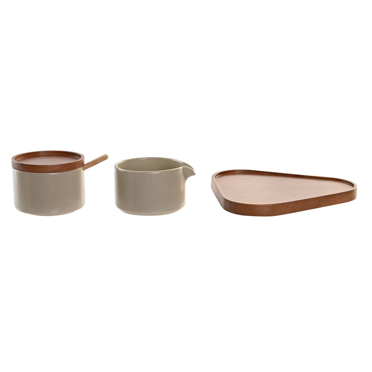 Portazucchero DKD Home Decor Legno d'albero della gomma 4 Pezzi (19,5 x 18,5 x 7 cm)