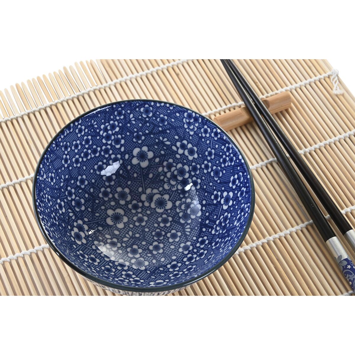Set per Sushi DKD Home Decor Nero Azzurro Bambù Gres Orientale (16 Pezzi)