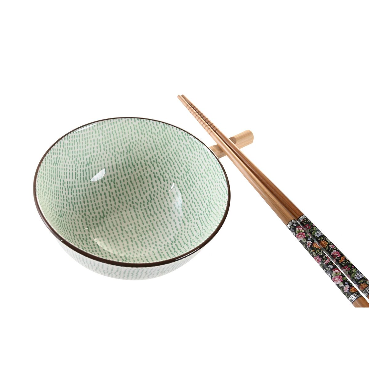 Set per Sushi DKD Home Decor Verde Blu cielo Bambù Gres Orientale (6 Pezzi)
