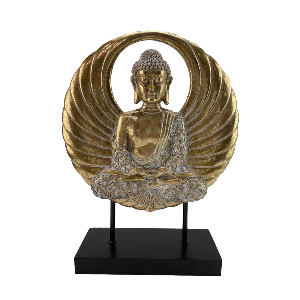 Statua Decorativa DKD Home Decor Nero Dorato Metallo Buddha Resina Orientale (25 x 8 x 33 cm)