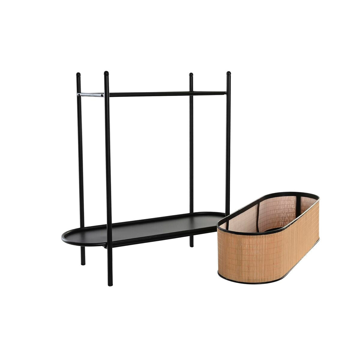 Fioriera DKD Home Decor Naturale Nero Metallo Coloniale Bambù (60 x 23.5 x 69 cm)