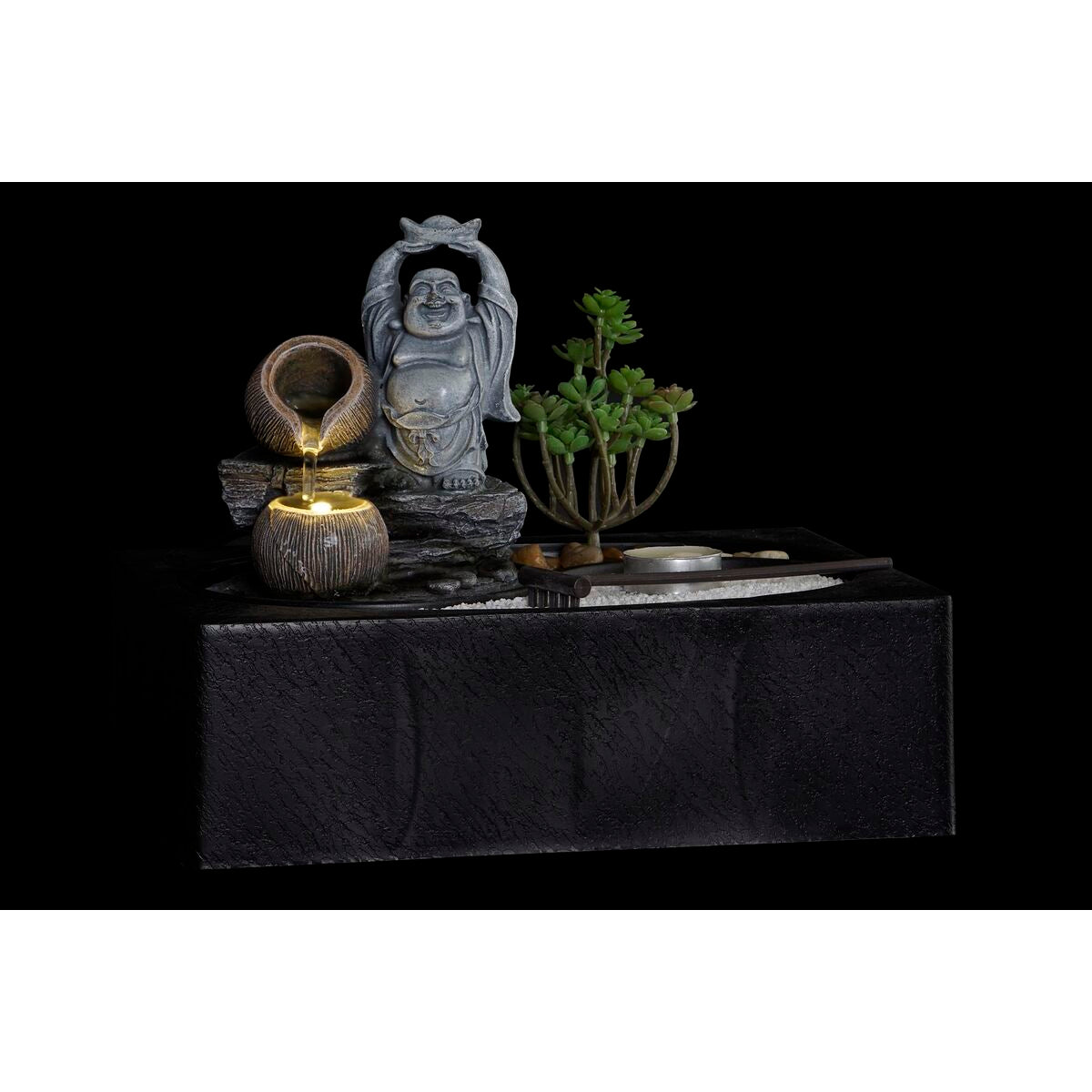 Fonte DKD Home Decor Buddha Resina Orientale (2 Unità) (29 x 21 x 23 cm)